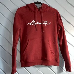 Alphatete signature performance raised graphic hooded maroon sweatshirt